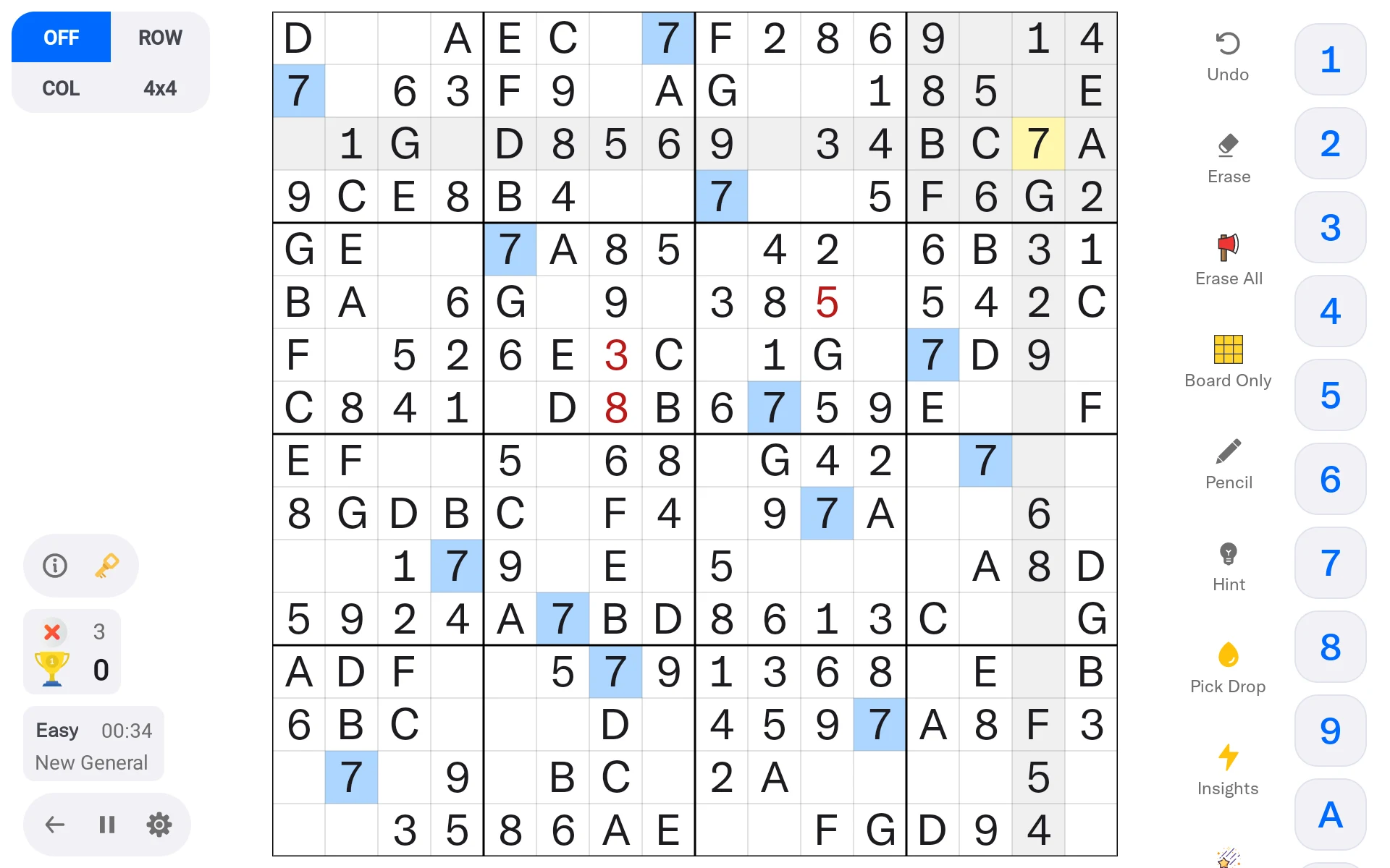 16x16 Giant Classic Sudoku screenshot