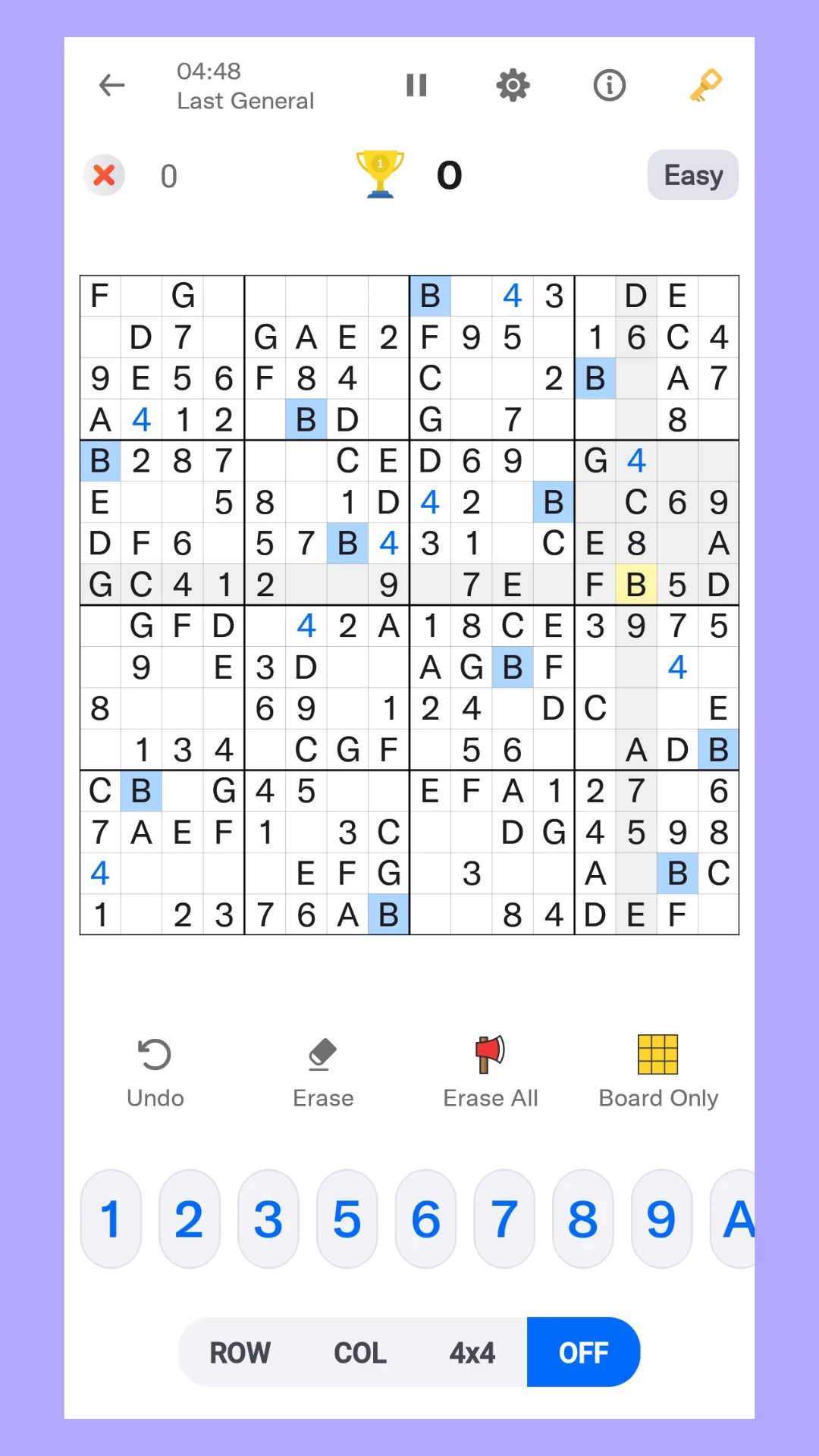 16x16 Giant Classic Sudoku screenshot