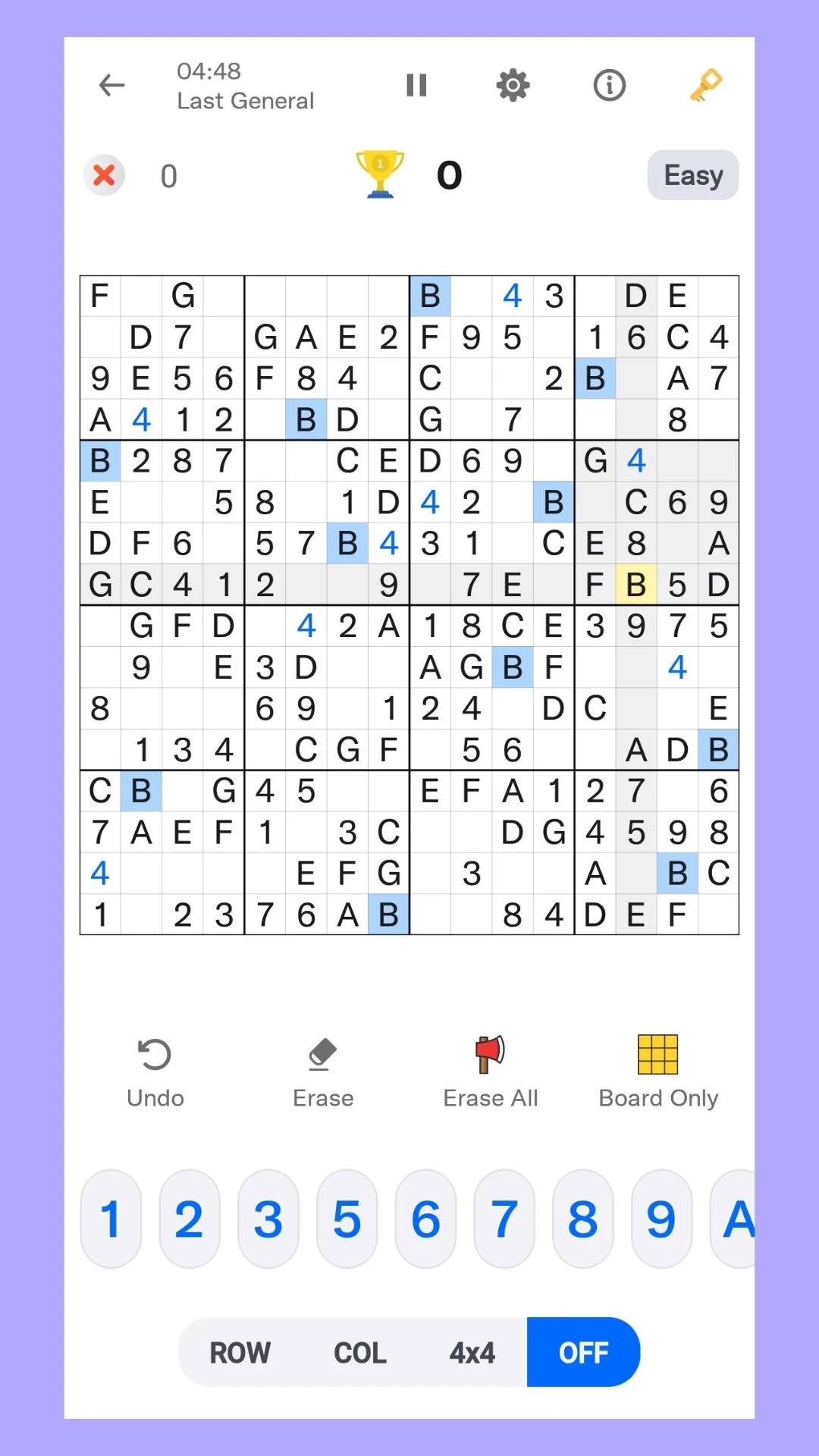 16x16 Giant Classic Sudoku screenshot